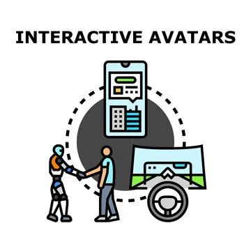 Interactive avatars connecting in virtual reality and metaverse Stock Illustration