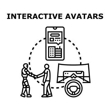 Interactive avatars connecting in virtual reality and metaverse Stock Illustration