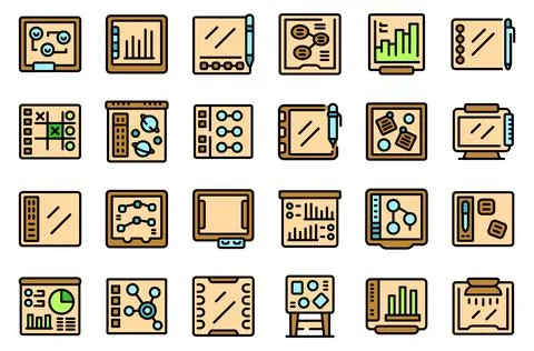Interactive board icons set vector flat Stock Illustration