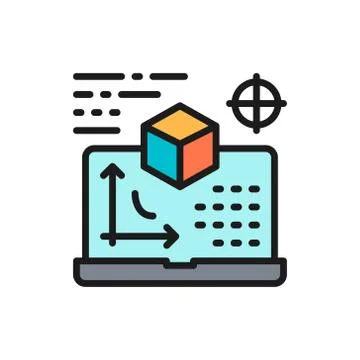 Interactive board, presentation, project flat color icon. Stock Illustration
