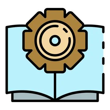 Interactive book learning icon color outline vector Illustrazione stock