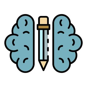 Interactive brain learning icon color outline vector Illustrazione stock