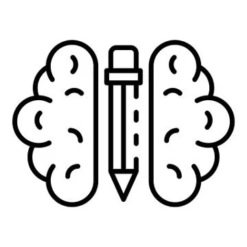 Interactive brain learning icon, outline style Illustrazione stock