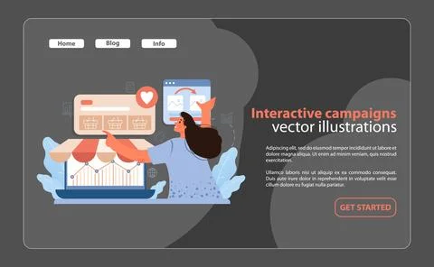 Interactive Campaigns for Consumer Engagement. Engaging visual of a marketer. Stock Illustration