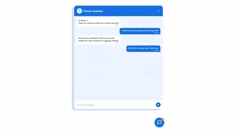 Interactive chatbot interface with scrolling messages. 4K Vídeo Stock 345495232