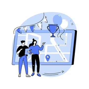 Interactive city quest abstract concept vector illustration. Illustrazione stock