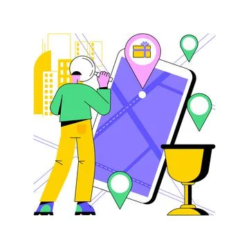 Interactive city quest abstract concept vector illustration. 스톡 일러스트
