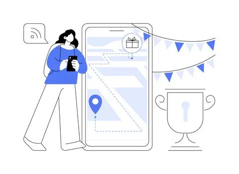 Interactive city quest abstract concept vector illustration. Illustrazione stock