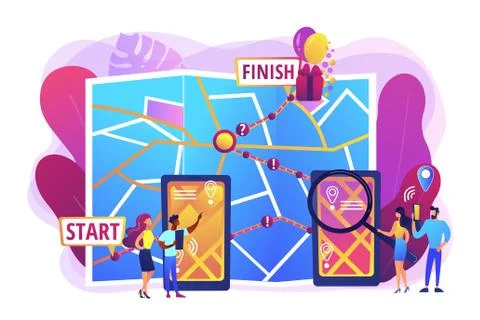 Interactive city quest concept vector illustration Stock Illustration