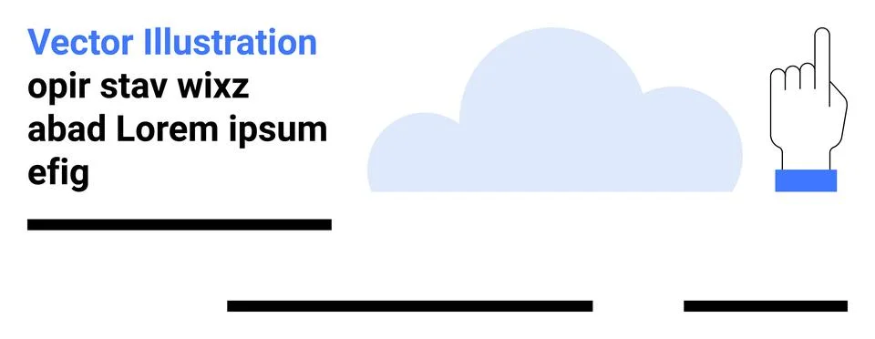 Interactive Cloud and Pointing Hand with Placeholder Text for Web Design イラスト素材