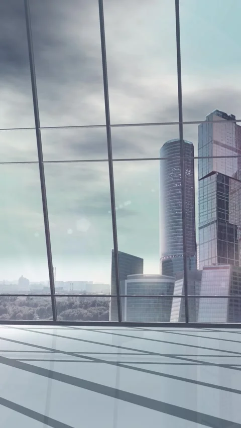 Interactive cloud platform infographic on a laptop in a high-rise office Stock Footage 328127941