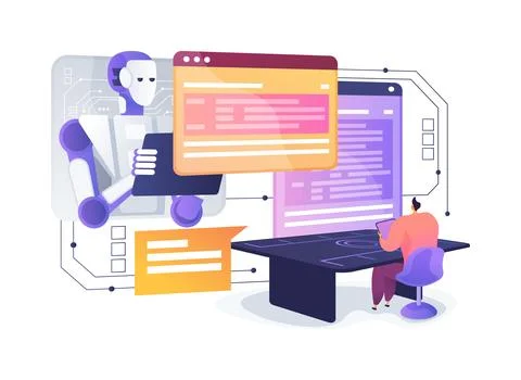 Interactive Coding Environment abstract concept vector illustration. Stock Illustration