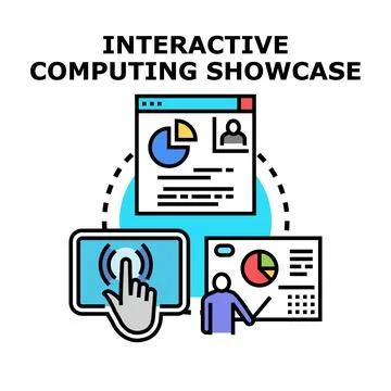 Interactive computing showcase presenting digital technology concepts Stock Illustration