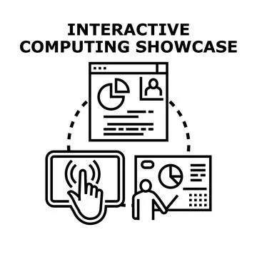 Interactive computing showcase presenting digital technology concepts Stock Illustration