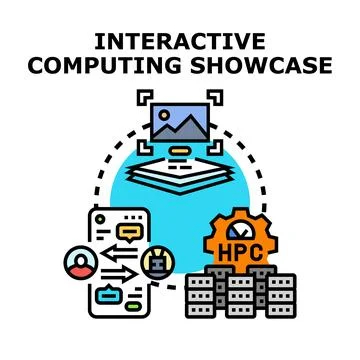 Interactive computing showcase visualizing data processing concepts Stock Illustration