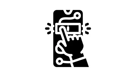 Interactive content online learning platform glyph icon animation Stock Footage 326731084