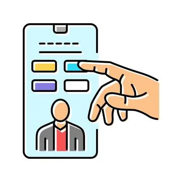 Interactive content online learning platform color icon vector illustration 스톡 일러스트