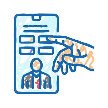 Interactive content online learning platform icon doodle illustration イラスト素材