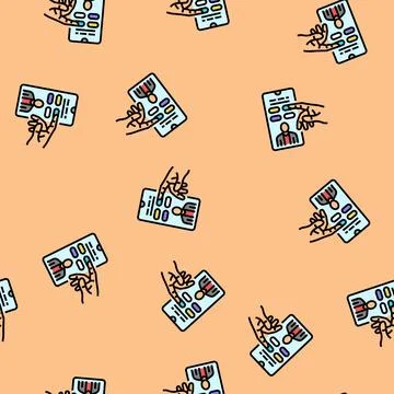 Interactive content online learning platform vector seamless pattern 스톡 일러스트