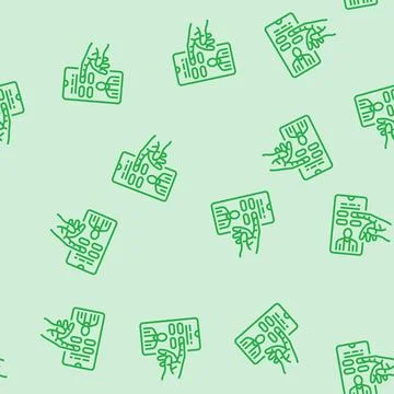 Interactive content online learning platform line seamless pattern 스톡 일러스트