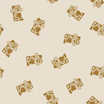 Interactive content online learning platform glyph vector seamless pattern Stock Illustration