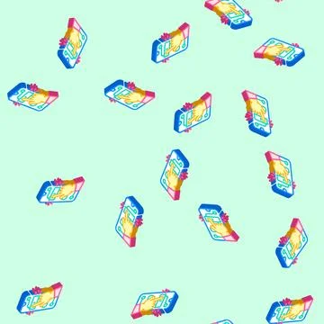 Interactive content online learning platform isometric icon seamless pattern イラスト素材