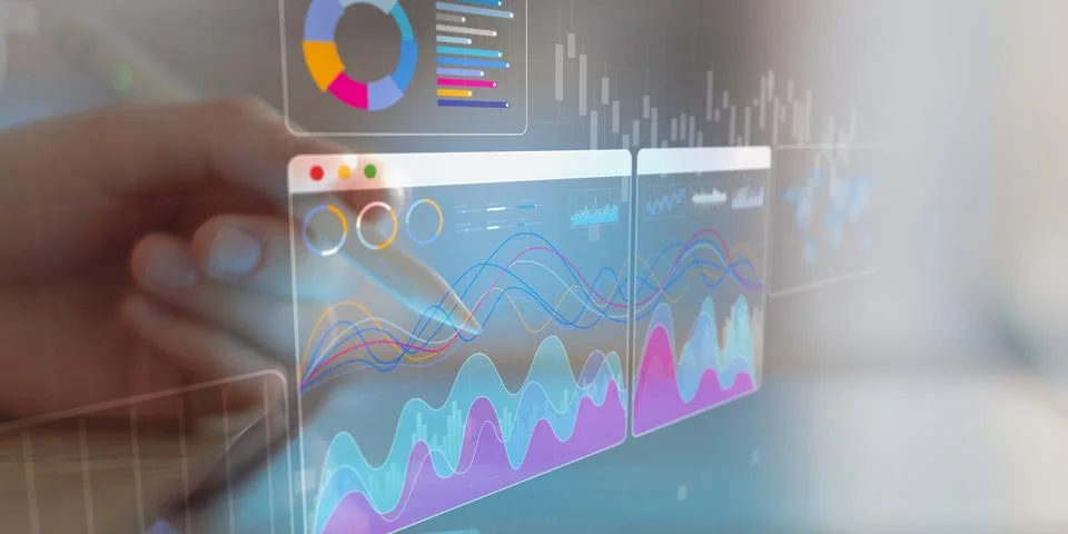 Interactive Data Analytics Dashboard with Business Charts Displayed on Digita Stock Photos