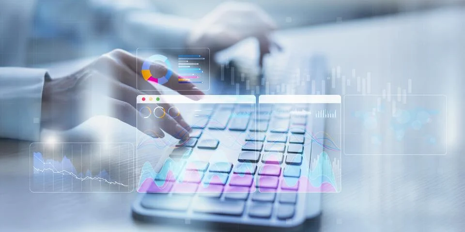 Interactive Data Analytics Dashboard with Business Charts Displayed on Digita Stock Photos