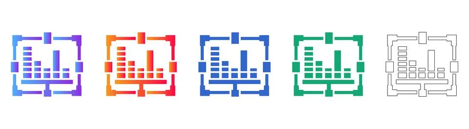 Interactive Data Range Selection Icons Stock Illustration