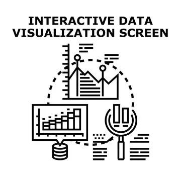 Interactive data visualization screen concept illustration Stock Illustration