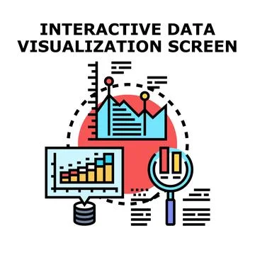 Interactive data visualization screen concept illustration Stock Illustration