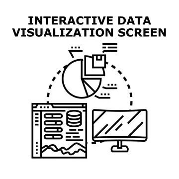 Interactive data visualization screen displaying business analytics Stockillustratie