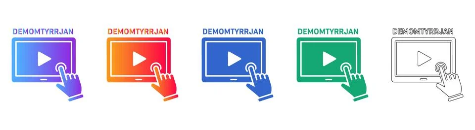 Interactive Demo Play Icon Set Illustrazione stock
