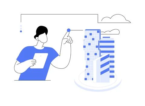 Interactive design visualization abstract concept vector illustration. Stock Illustration