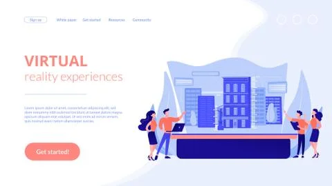 Interactive design visualization concept landing page Stock Illustration