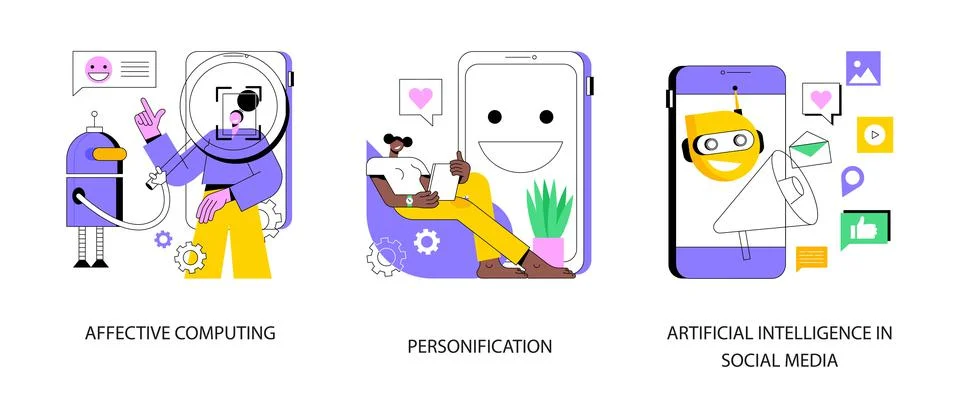 Interactive device abstract concept vector illustrations. Illustrazione stock