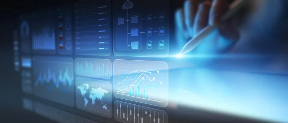 Interactive Digital Data Dashboard for Business Analytics and Smart Visualiza Stock Photos