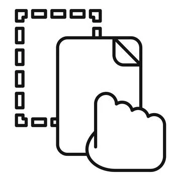 Interactive digital document with hand clicking and dotted line connection Stock Illustration