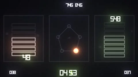 Interactive digital game display with geometric shapes and Video stock 338300140