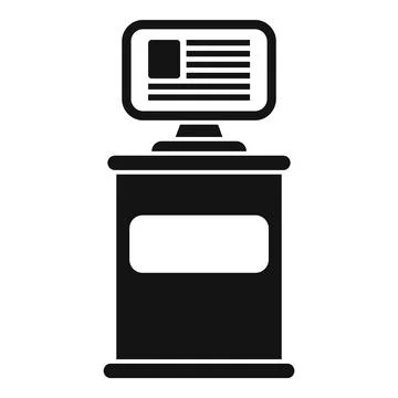 Interactive digital information kiosk showing website on screen Stock Illustration