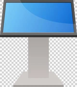 Interactive digital kiosk with a blue screen for wayfinding, information or.. Stock Illustration