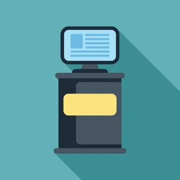 Interactive digital kiosk displaying information on a monitor Stock Illustration