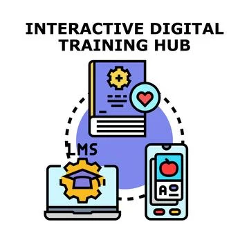 Interactive digital learning management system concept 스톡 일러스트
