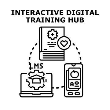 Interactive digital learning management system concept 스톡 일러스트
