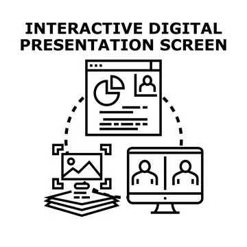 Interactive digital presentation screen concept illustration 库存插图