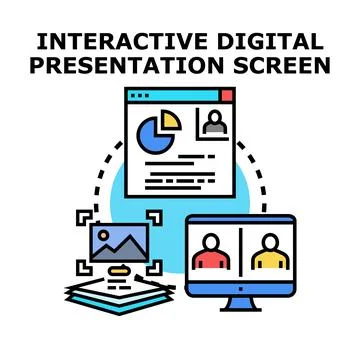 Interactive digital presentation screen concept illustration Illustrazione stock
