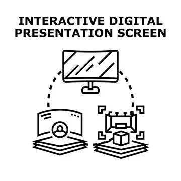 Interactive digital presentation screen integrating multiple displays Stock Illustration