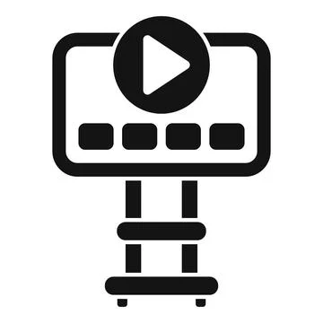 Interactive digital signage displaying video content with play button icon Stock Illustration