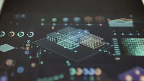 Interactive Digital Twin Infrastructure Control Panel Stockbeeldmateriaal 341871195