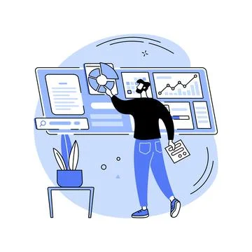 Interactive digital wall isolated cartoon vector illustrations. Stock Illustration